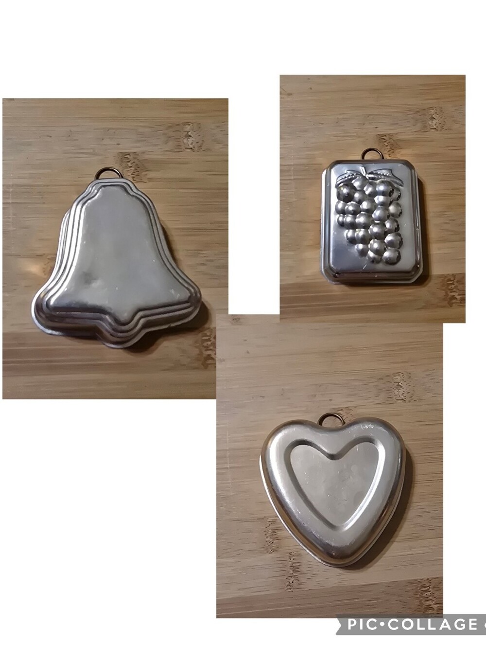 Vintage | Minature Copper Bell, Heart And Grapes Hanging Kitchen Decor